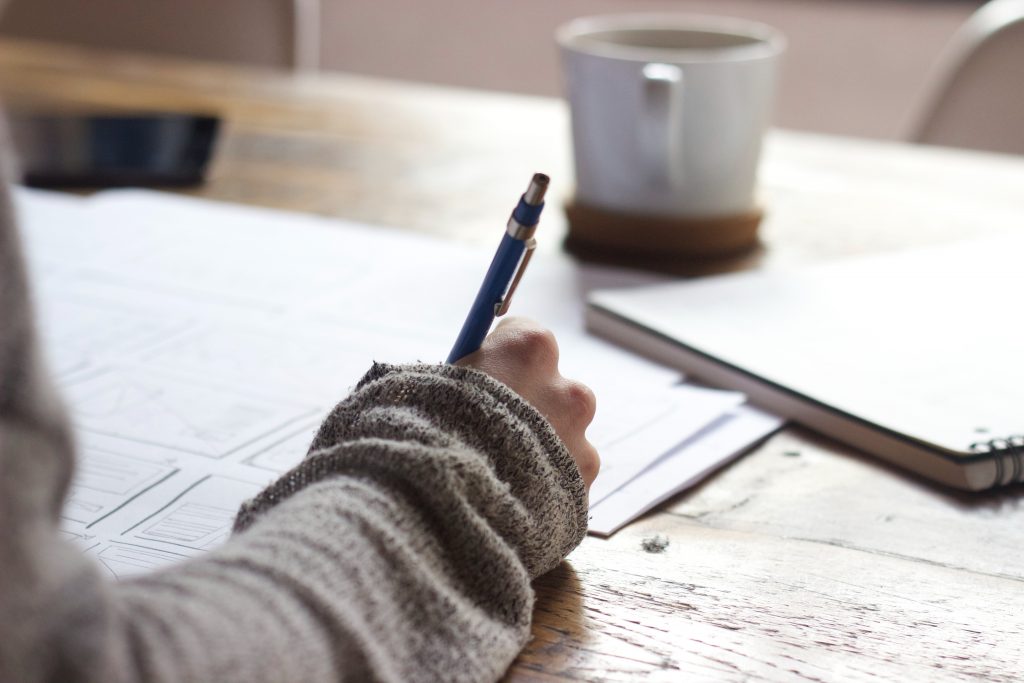 Student preparing to write a mock exam 