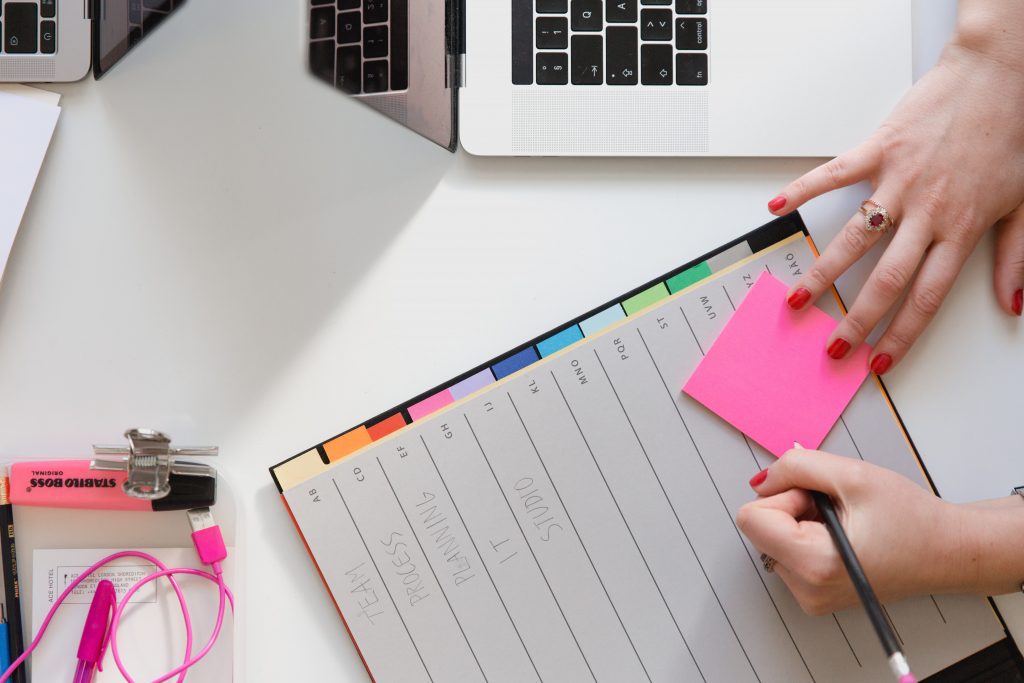 A student organizes their planner and learns new skills to prepare for commerce courses.
